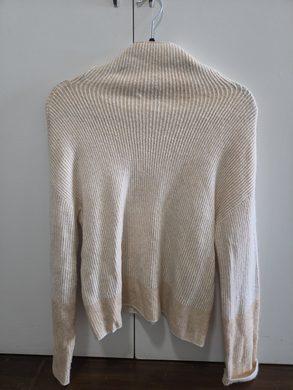 Calvin Klein Jeans Cream Ribbed Cowl Neck Sweater